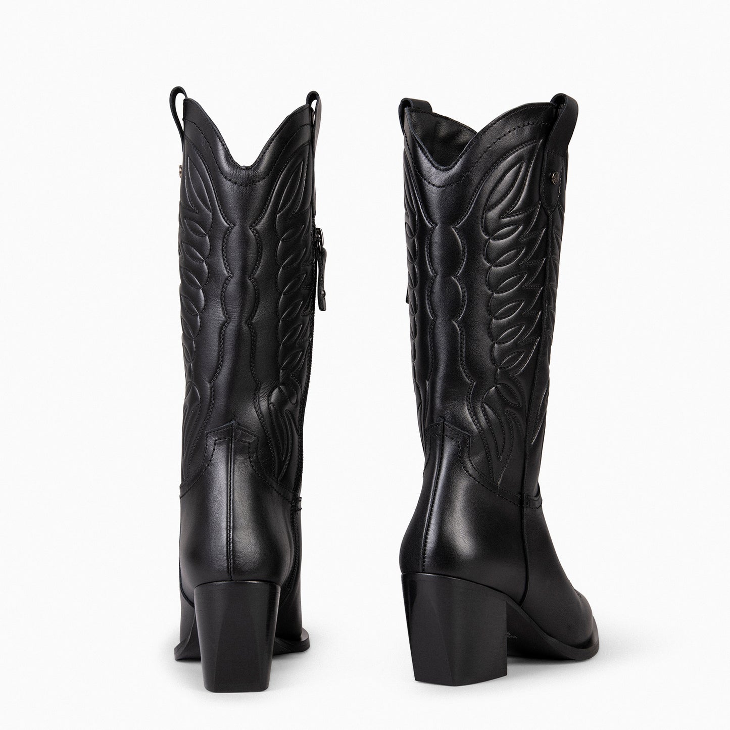 SALOON – Botas cowboy de piel bordada NEGRO