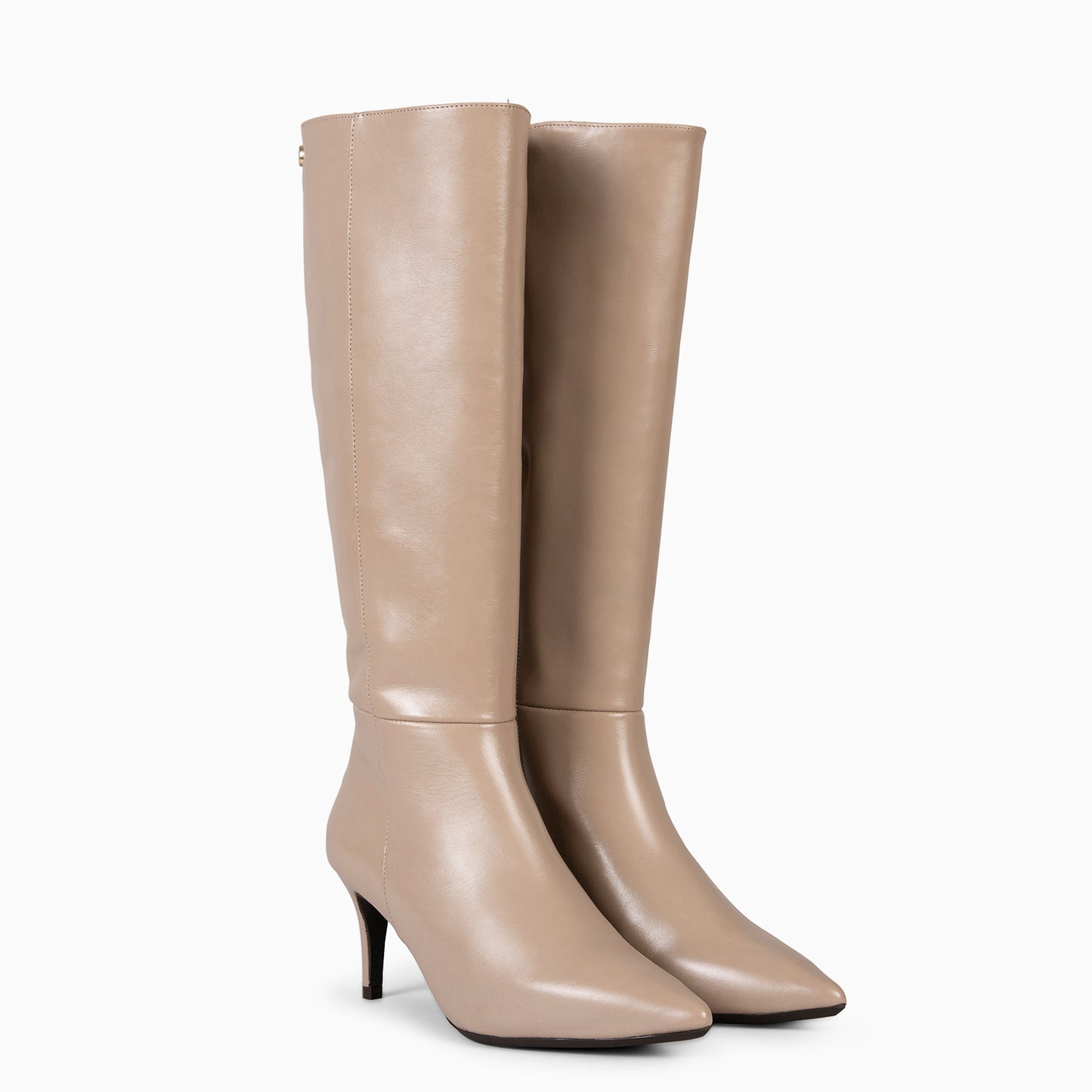 MANHATTAN – Botas de couro com salto fino TAUPE