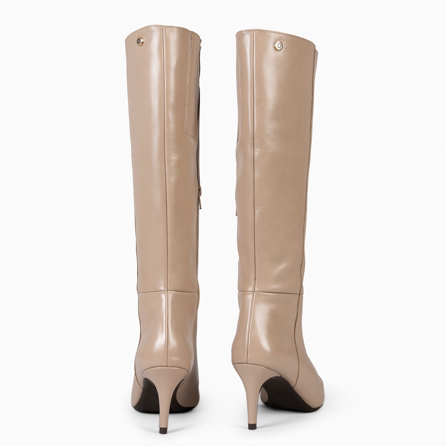 MANHATTAN – Botas de couro com salto fino TAUPE