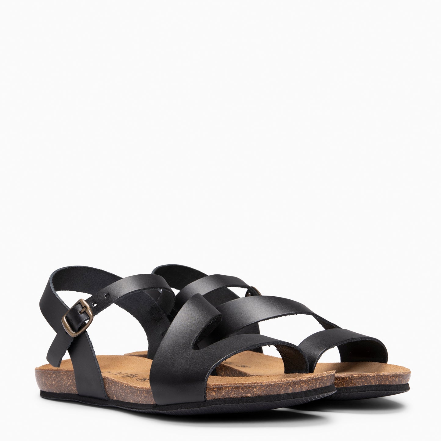 LIS – Sandalias BIO de piel de Vaquetilla NEGRO