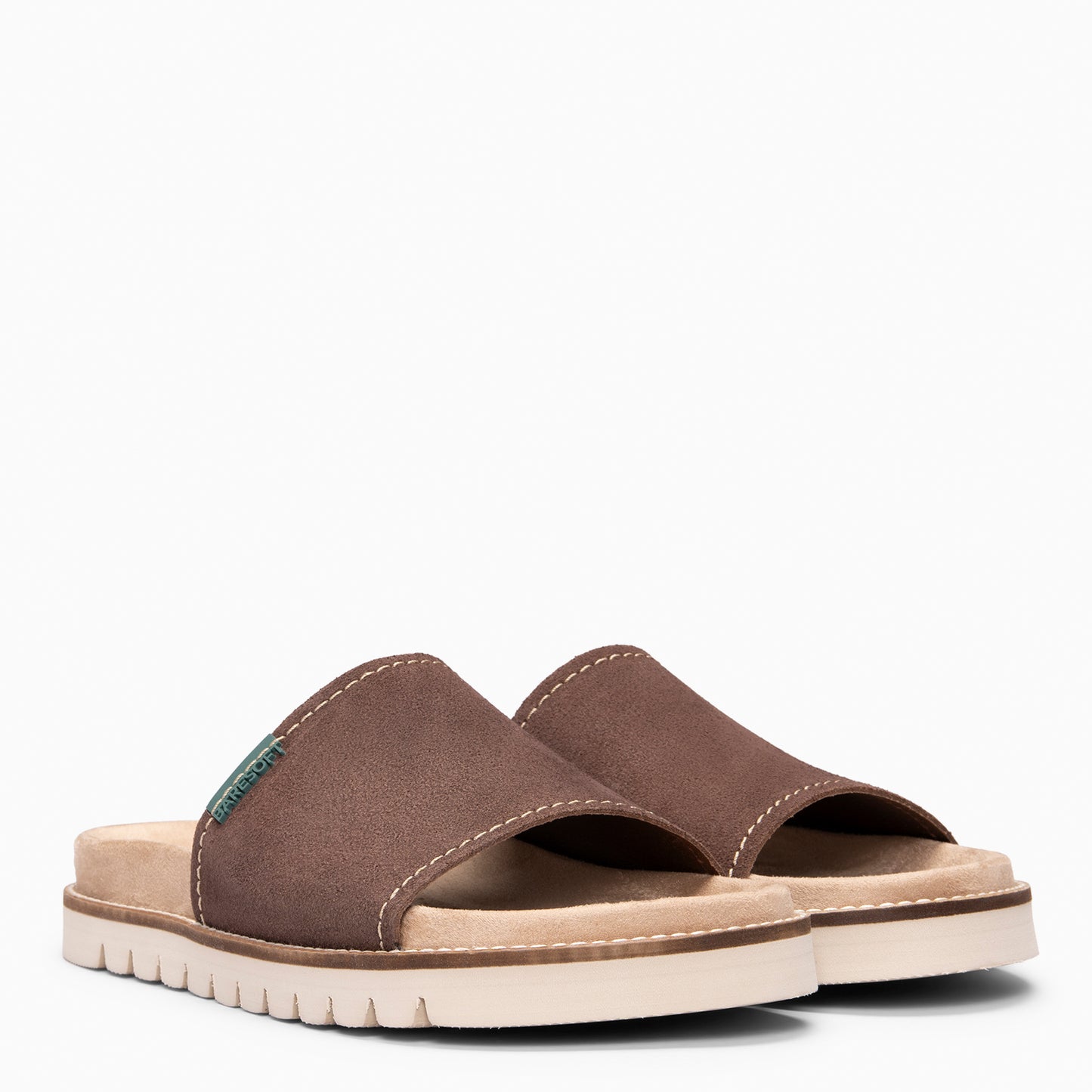 CUBA - Sandalias tipo pala de serraje MARRON