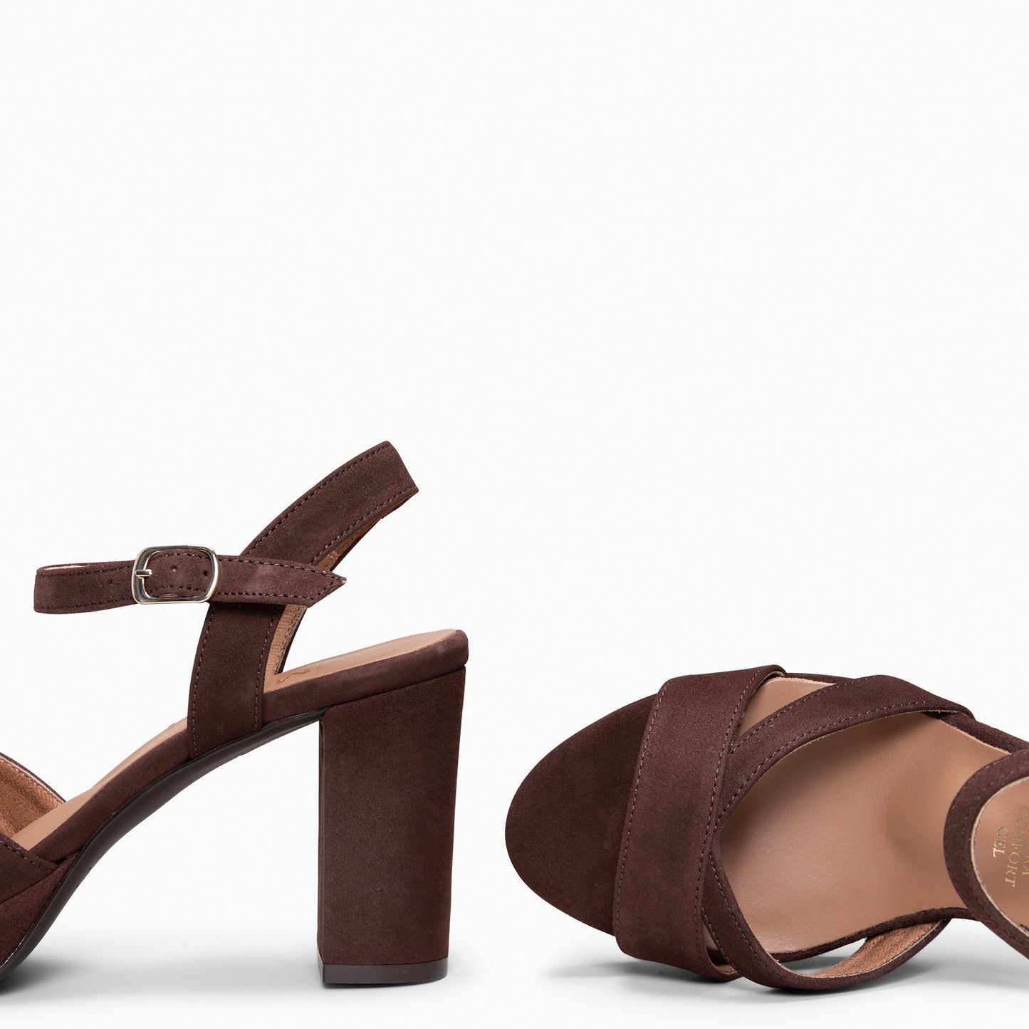 PARIS – Sandalias de fiesta con tacón alto y plataforma MARRÓN