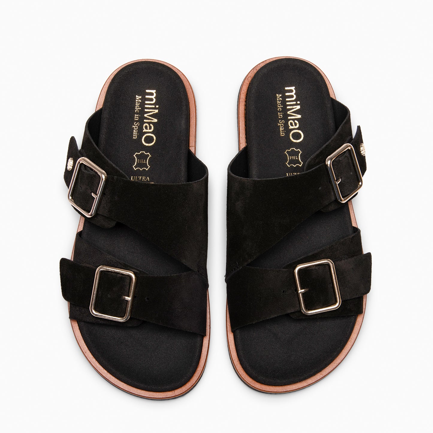 FRIDA - Sandalias tipo pala de ante NEGRO
