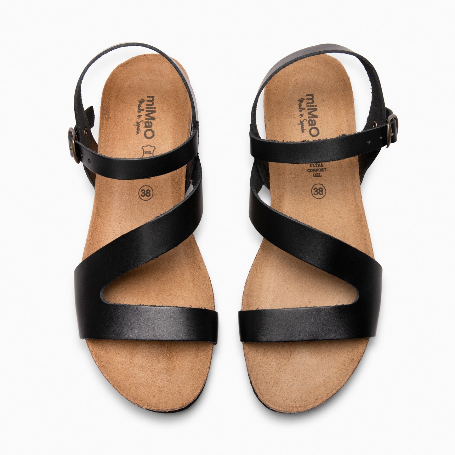 LIS – Sandalias BIO de piel de Vaquetilla NEGRO