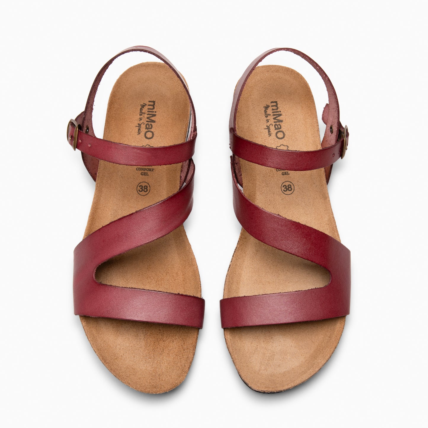 LIS – Sandalias BIO de piel de Vaquetilla VINO
