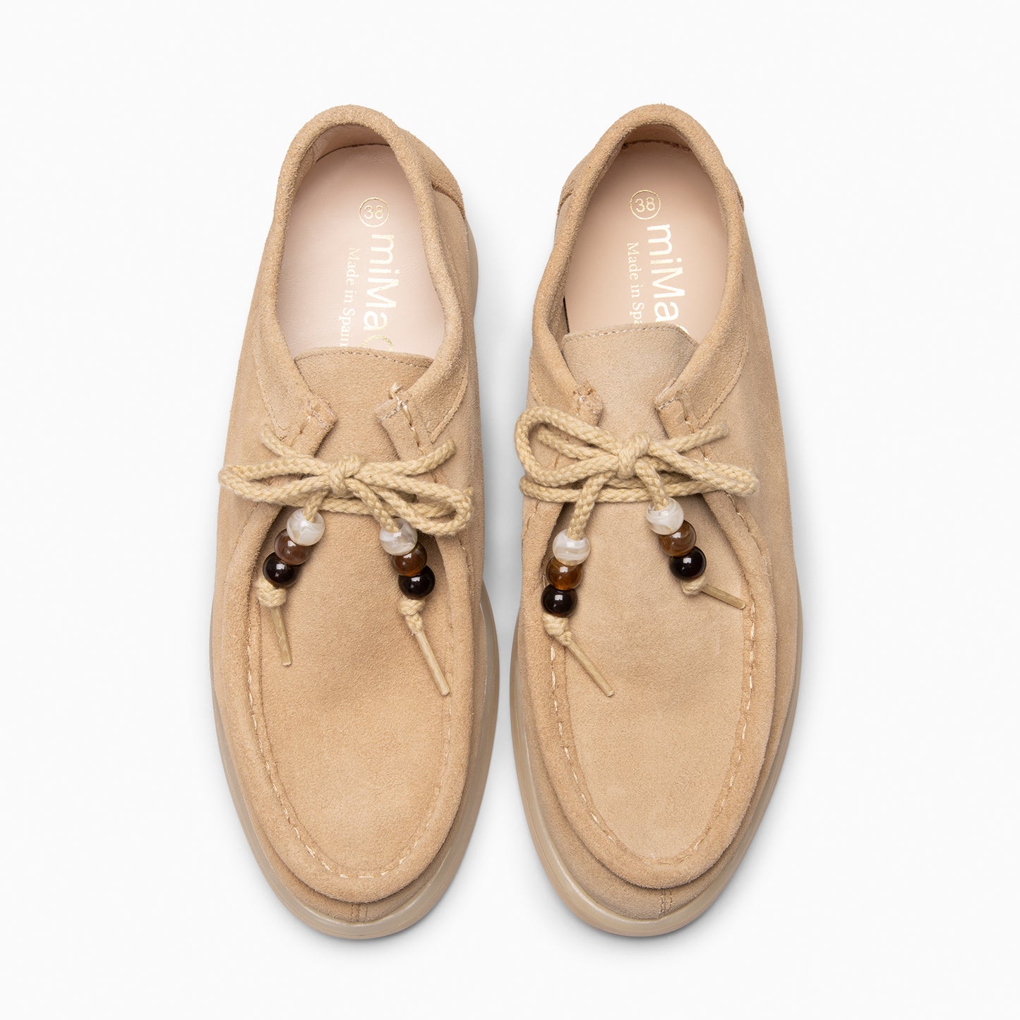 TUPI - Mocasines con cordones de serraje BEIGE