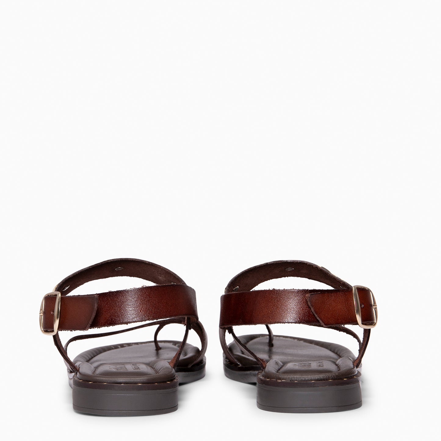 HERA - Sandalias planas de piel MARRON