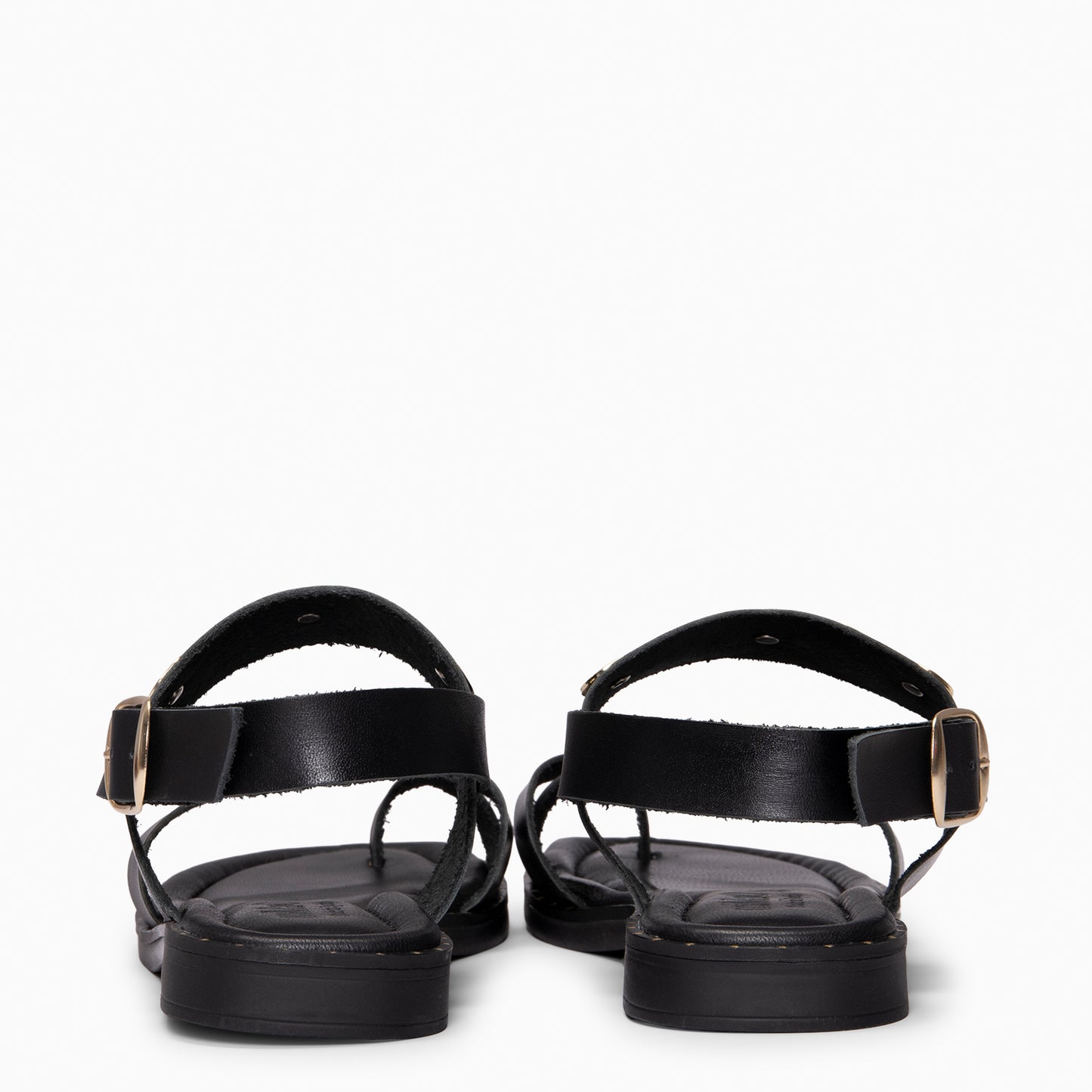 HERA - Sandalias planas de piel NEGRO