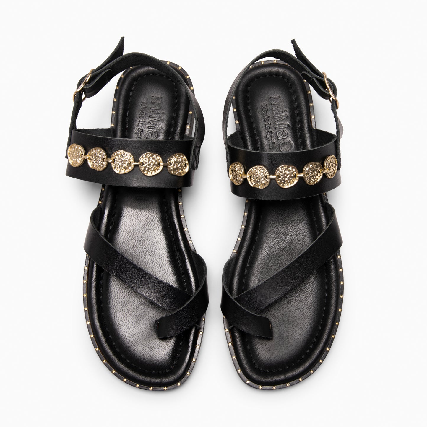 HERA - Sandalias planas de piel NEGRO