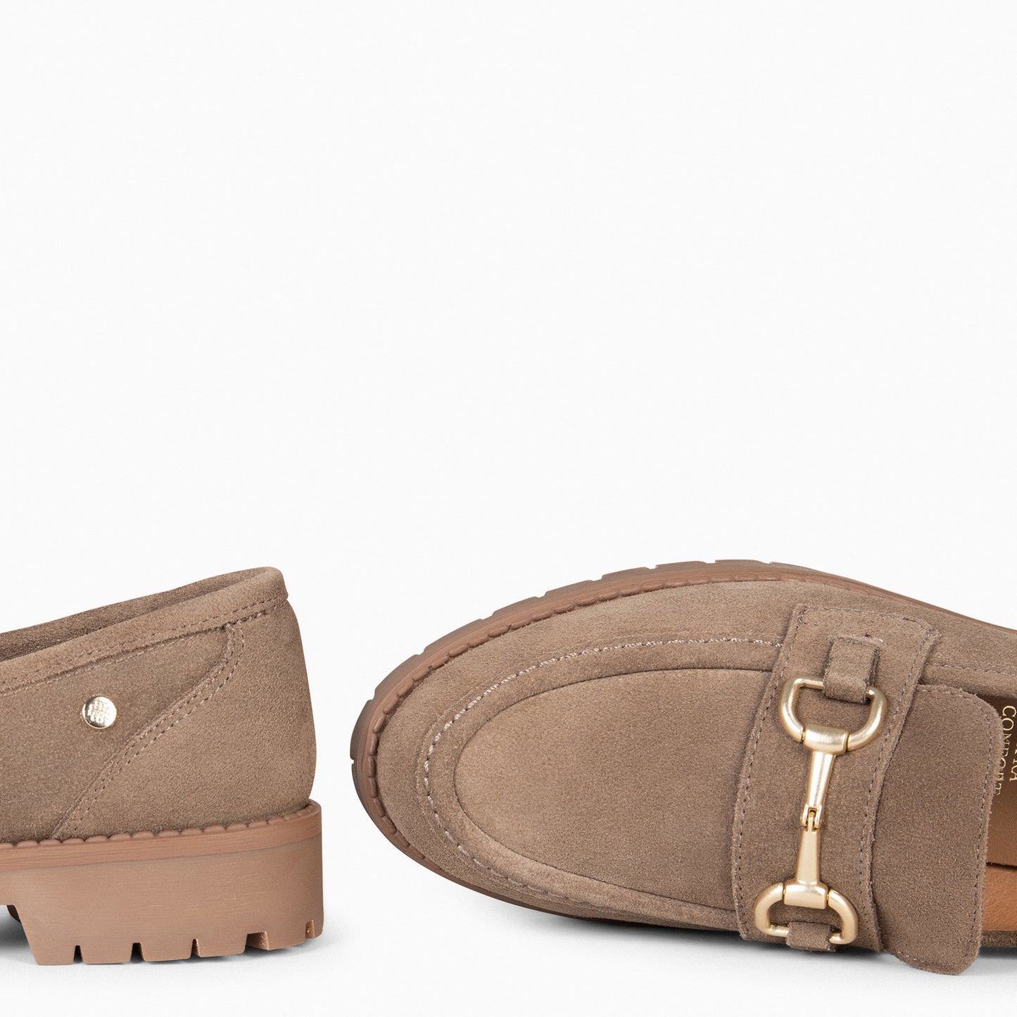 TREVILLA - Mocassin TAUPE avec appliqué métallisé