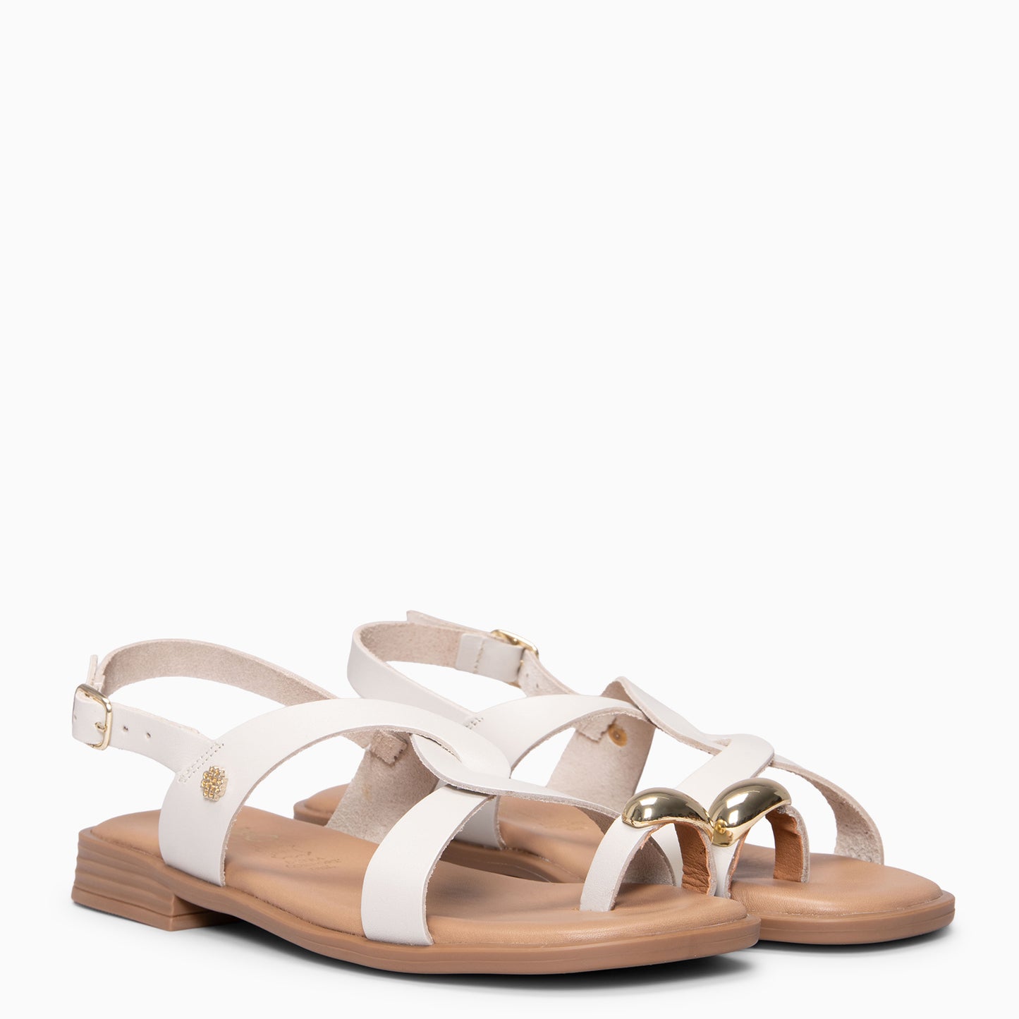 HELIA - Sandalias planas de piel MARFIL