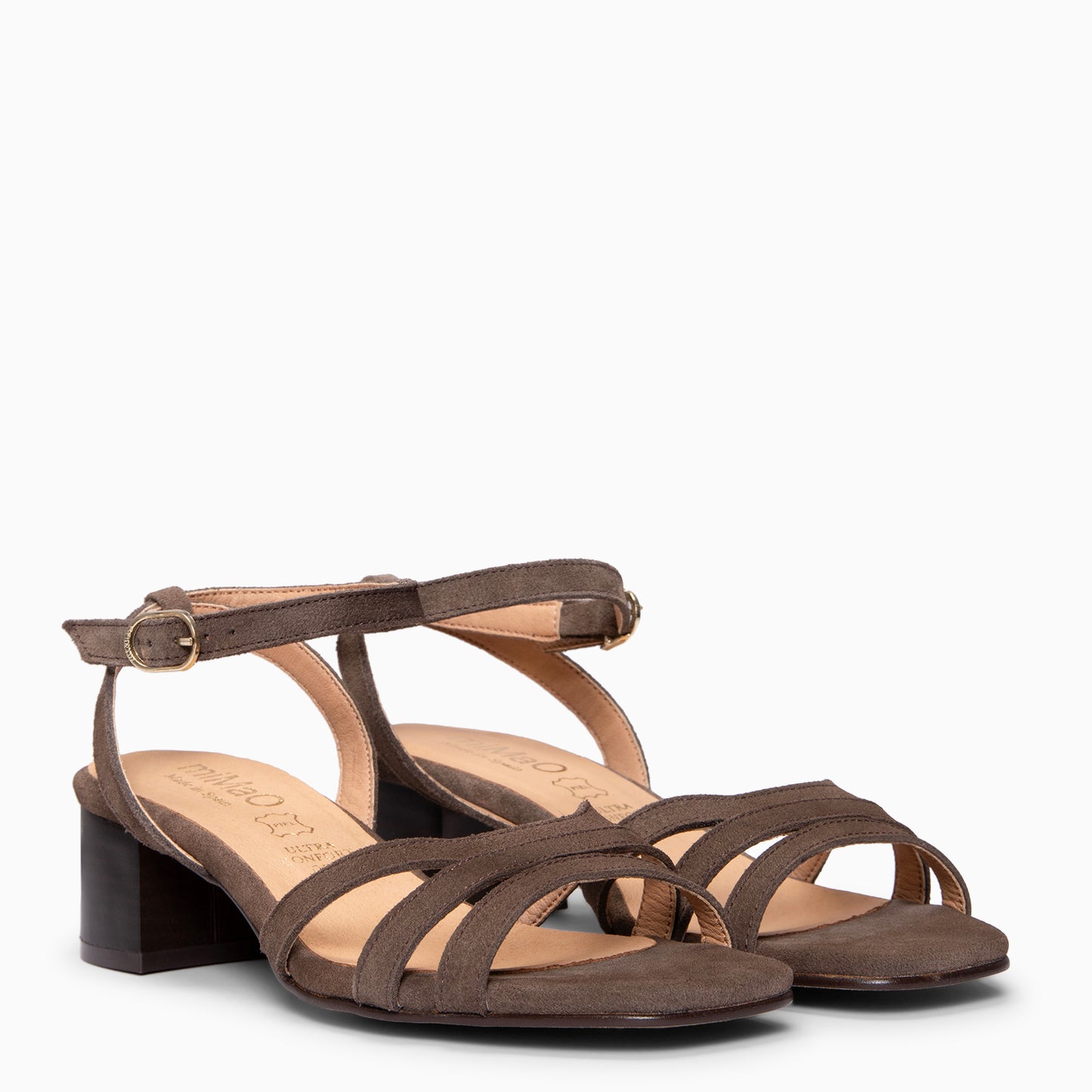 LINDA - Sandalia de tacón MARRON