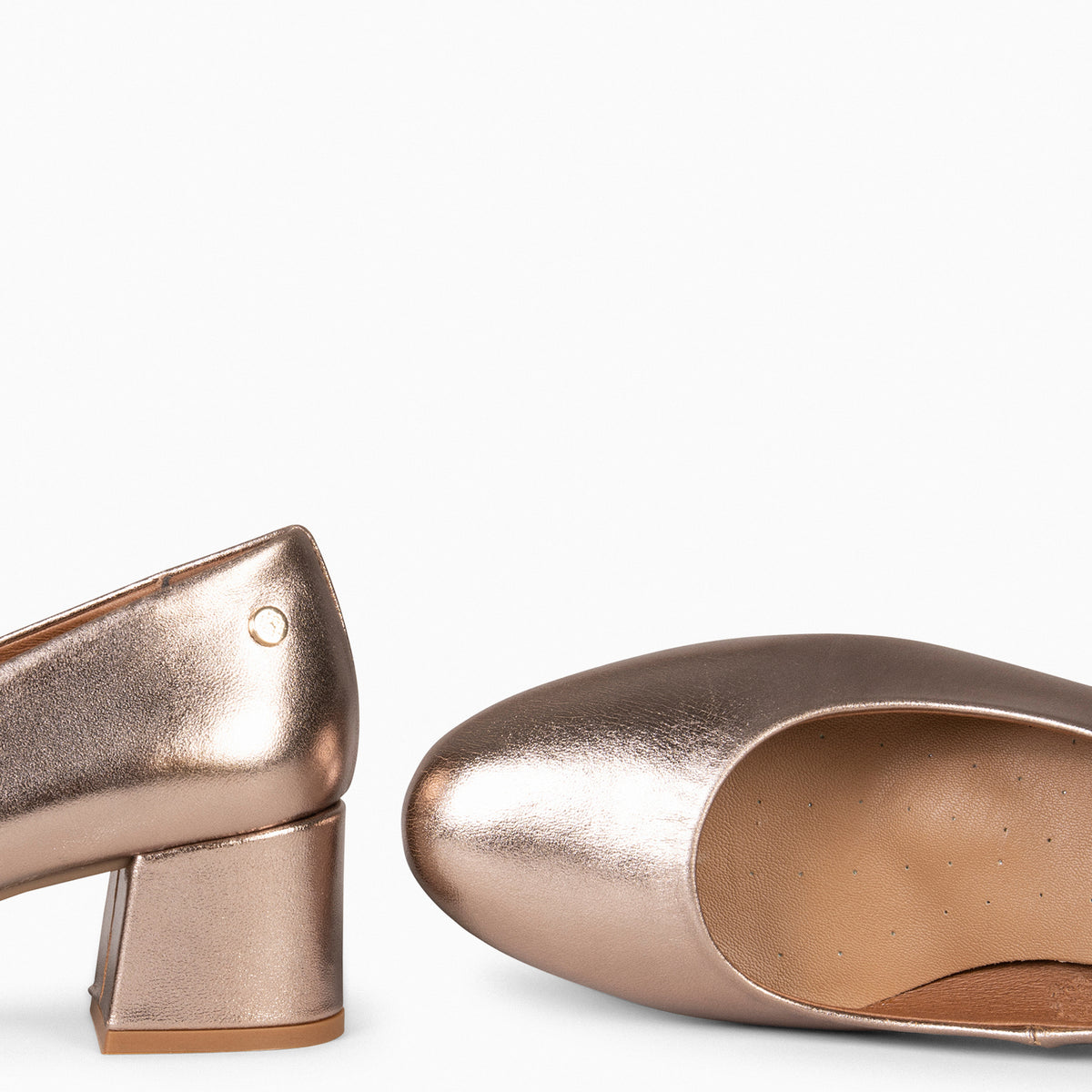 URBAN REDONDO SPLASH – Zapato de tacón bajo ORO