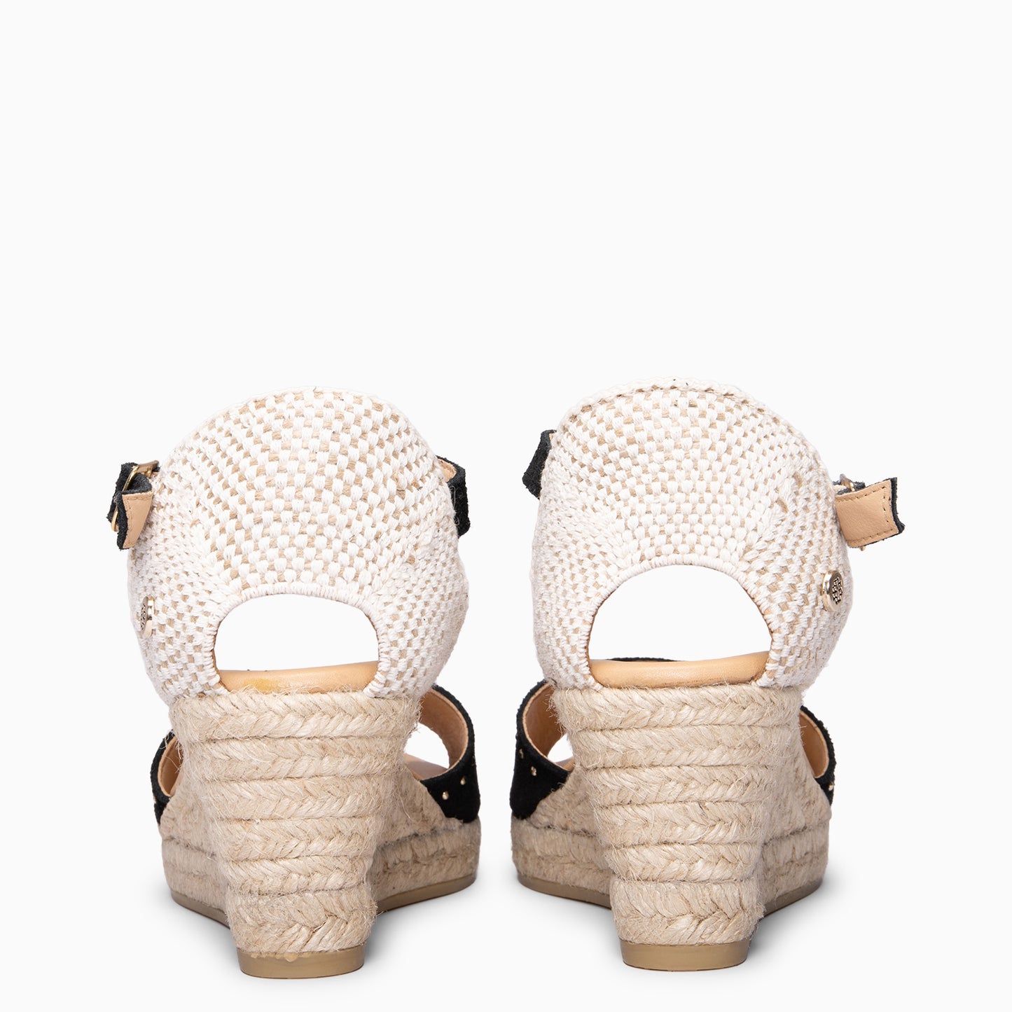 SAONA - Cuñas de esparto peep toe NEGRO