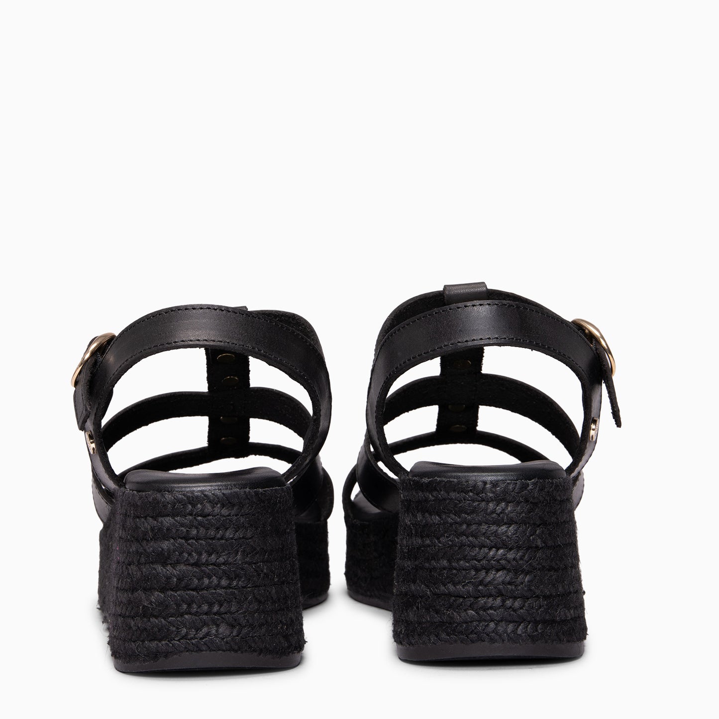 DANAE - Sandalias de plataforma de yute NEGRO