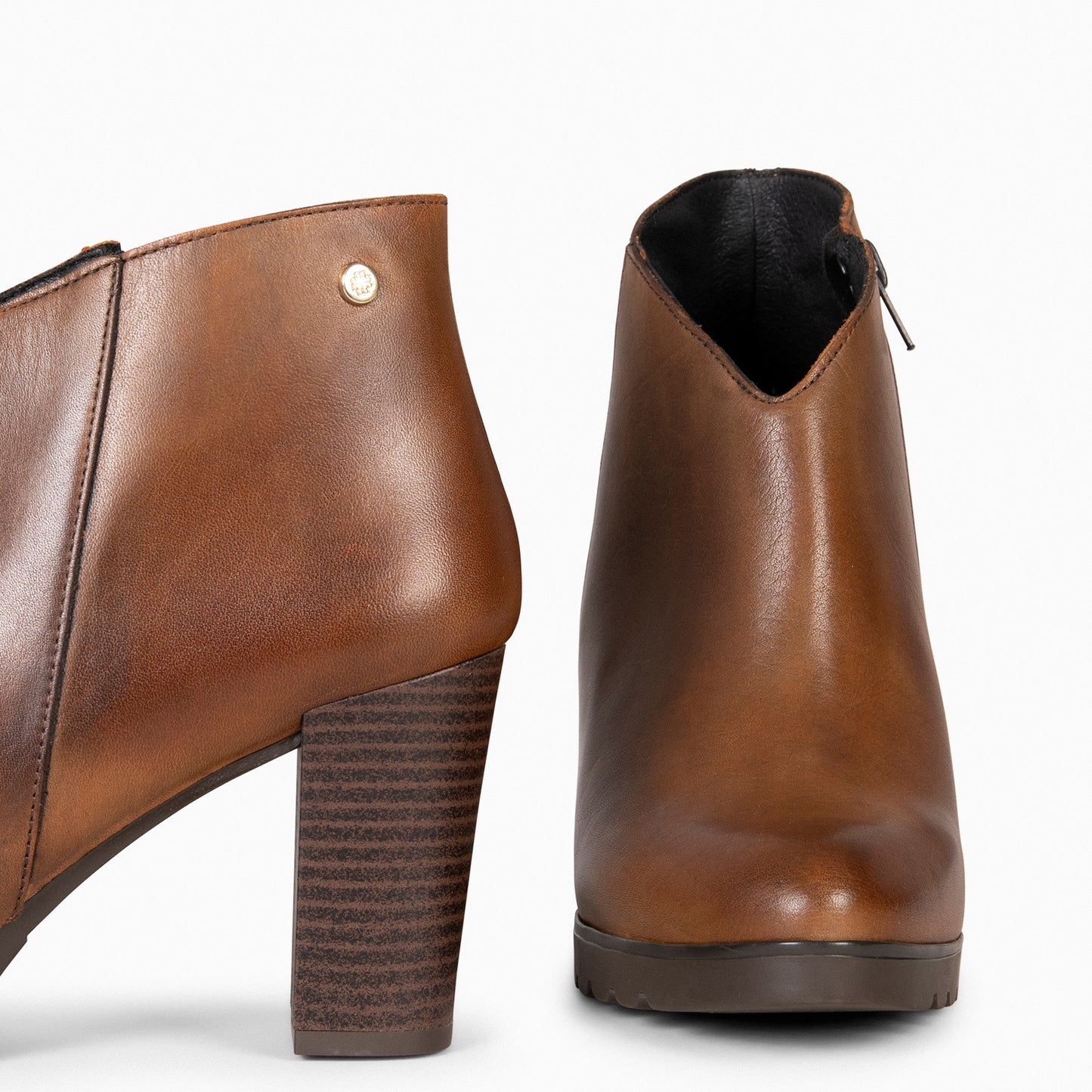 CLASSIC - Botines de mujer con tacón CUERO