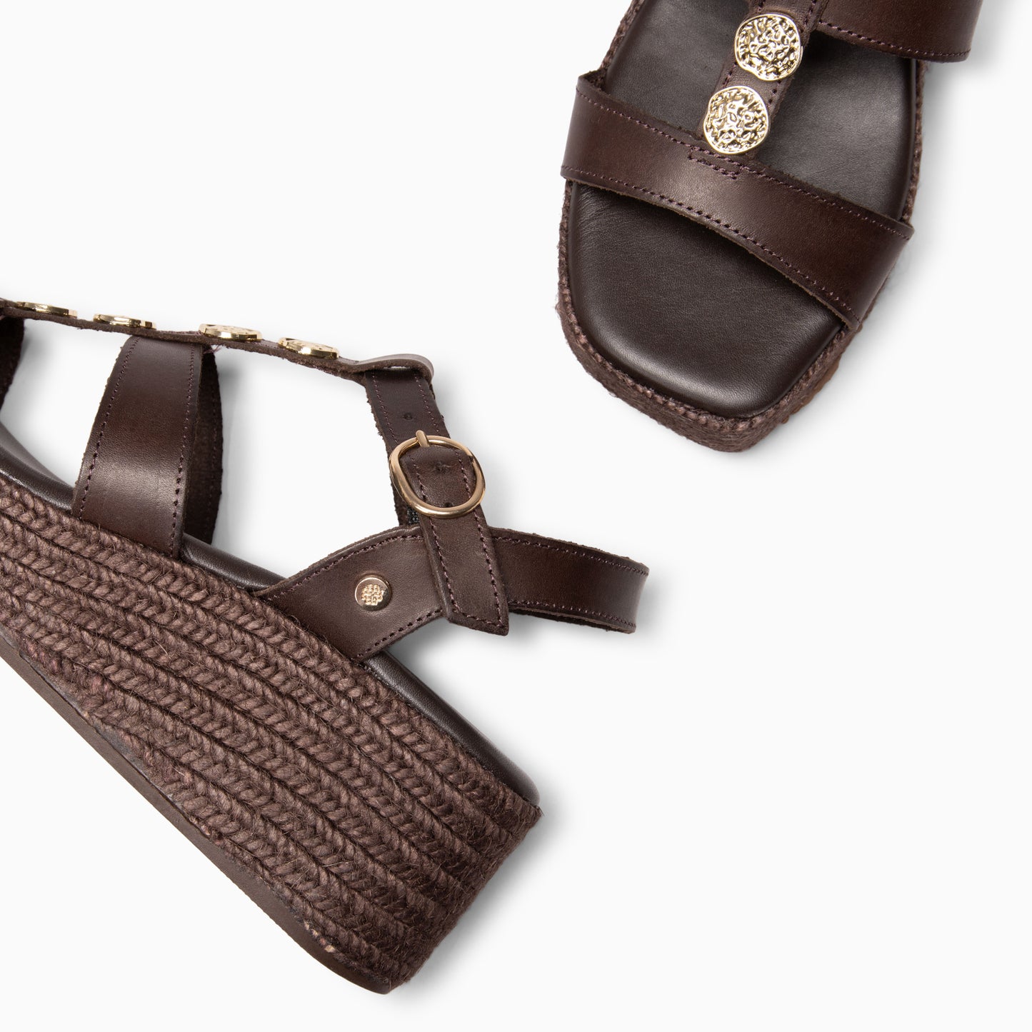 DANAE - Sandalias de plataforma de yute  MARRON