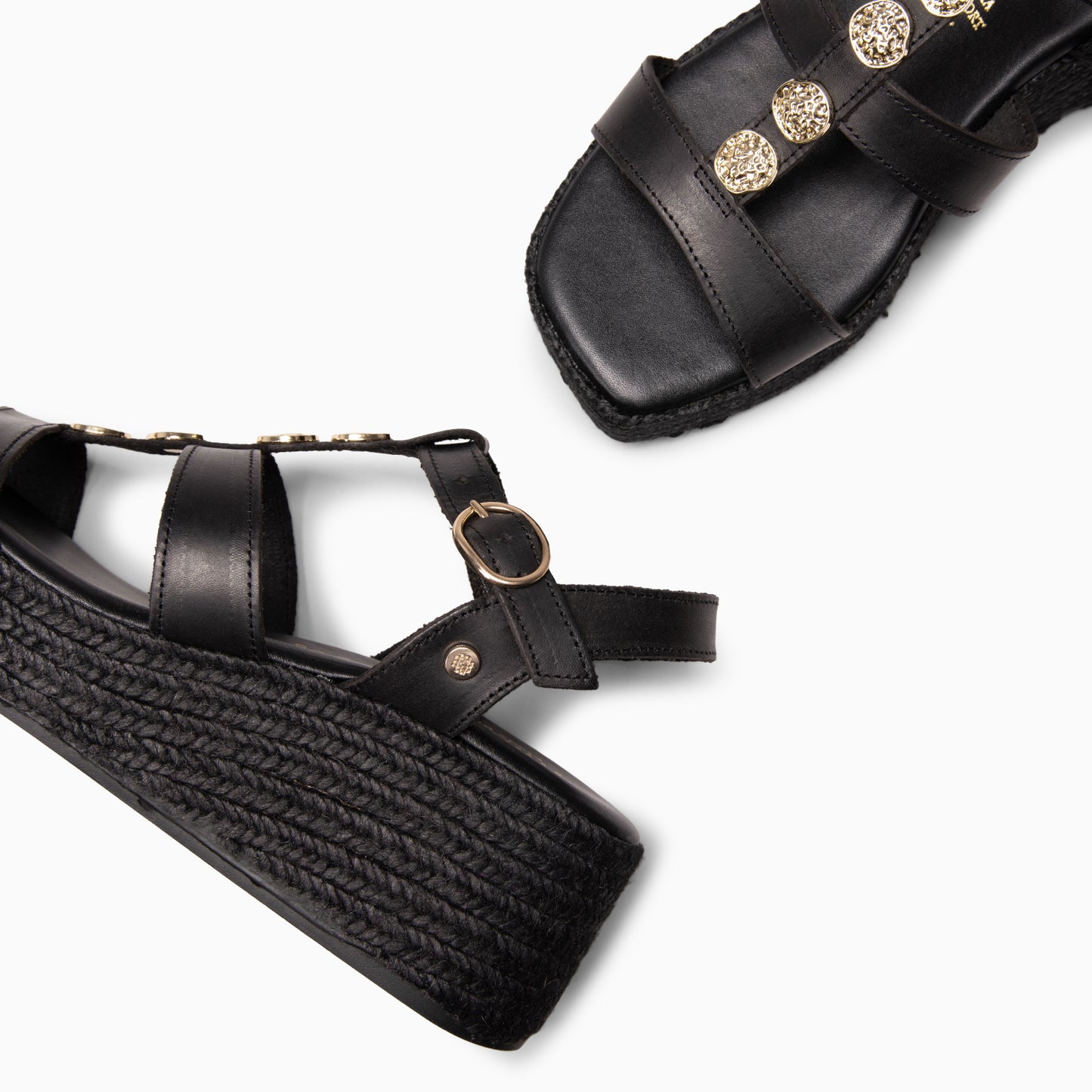 DANAE - Sandalias de plataforma de yute NEGRO