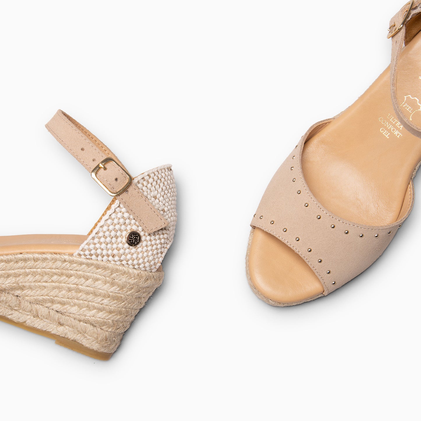 SAONA - Cuñas de esparto peep toe BEIGE