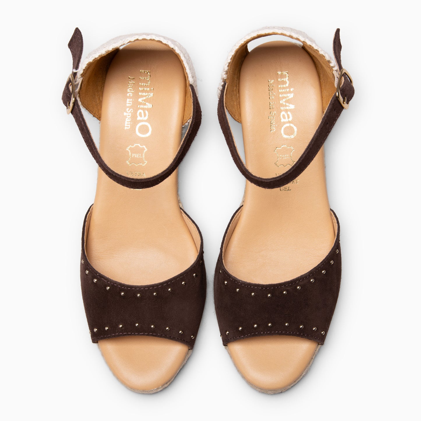 SAONA - Cuñas de esparto peep toe MARRON