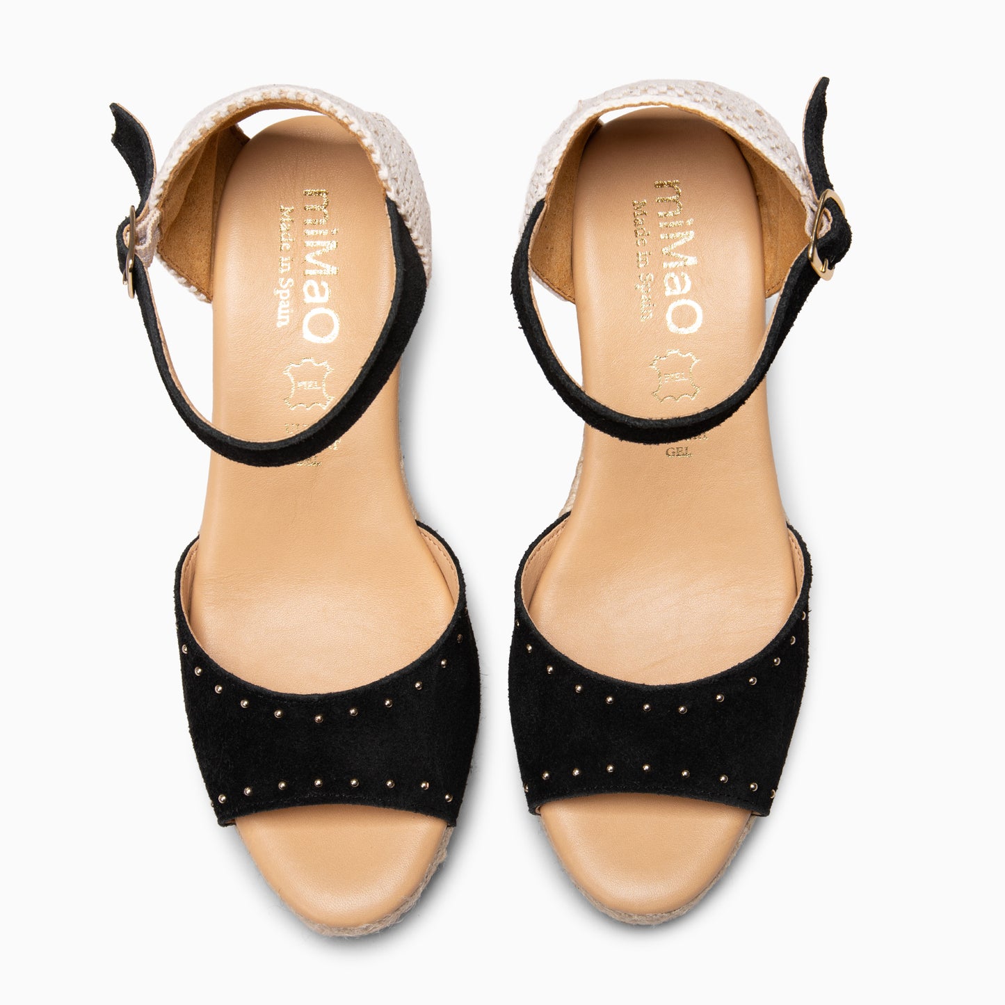 SAONA - Cuñas de esparto peep toe NEGRO