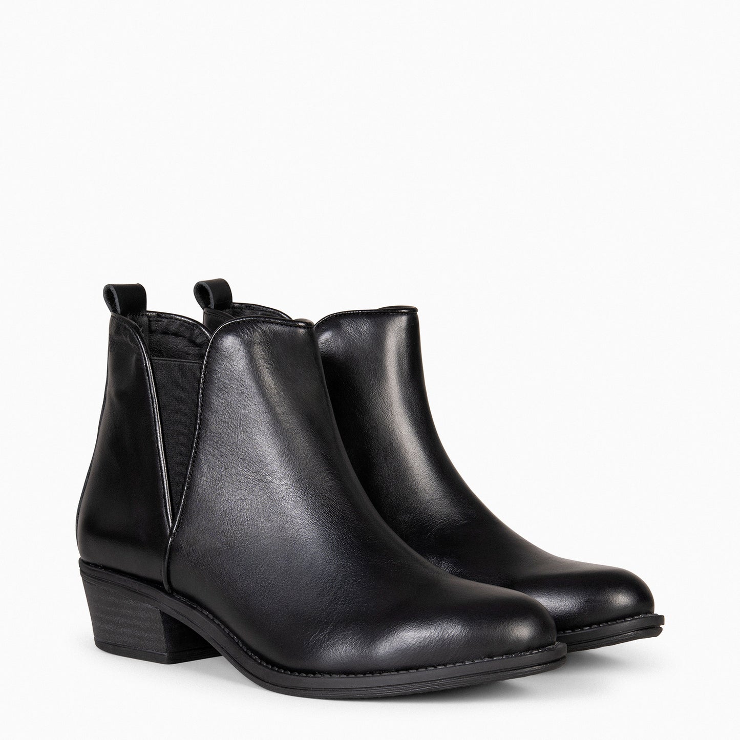 BASIC – Bottines à talons bas NOIRES