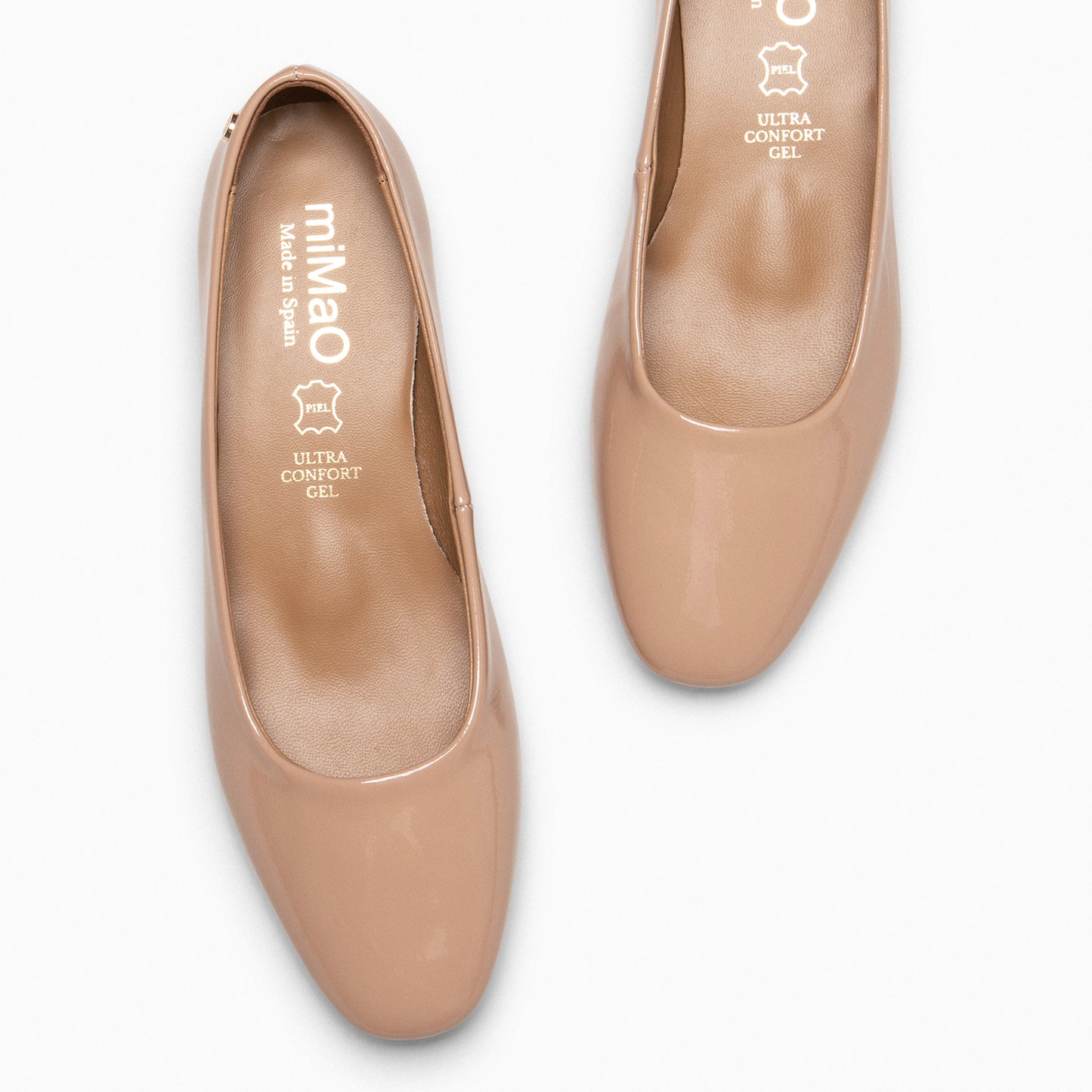 URBAN XS CHAROL – Zapatos de tacón bajo de charol NUDE