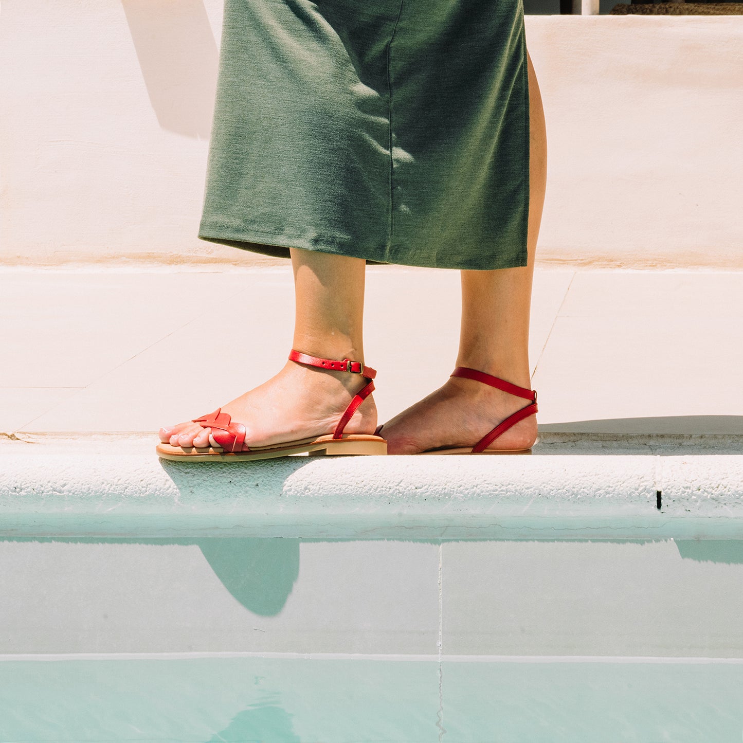 ARECA – Sandalias Planas Mujer ROJO