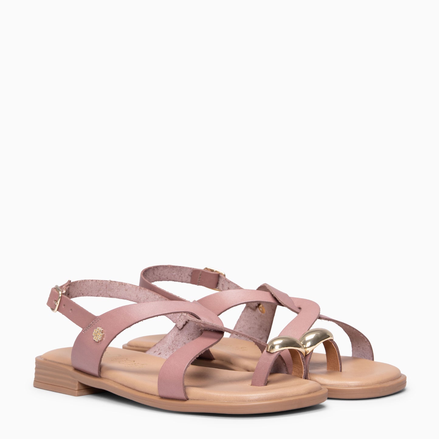 HELIA - Sandalias planas de piel ROSA