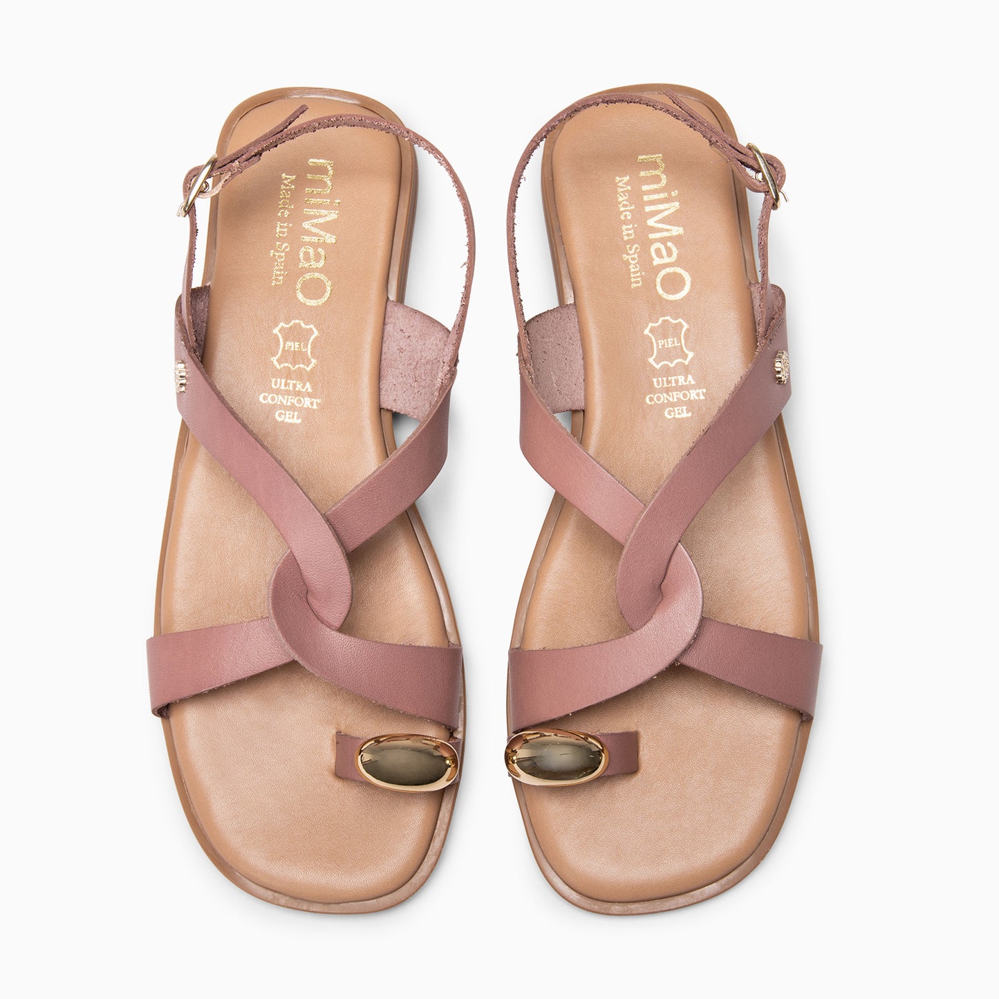 HELIA - Sandalias planas de piel ROSA