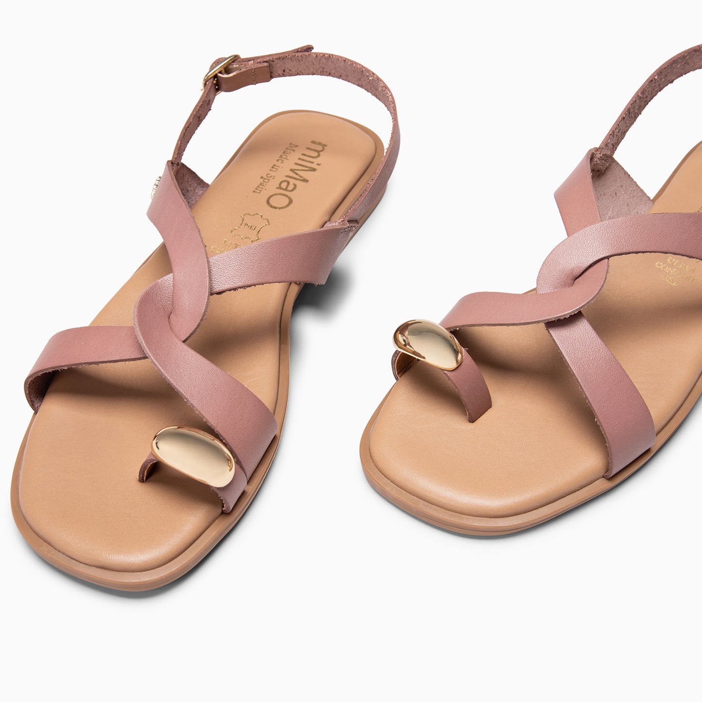 HELIA - Sandalias planas de piel ROSA