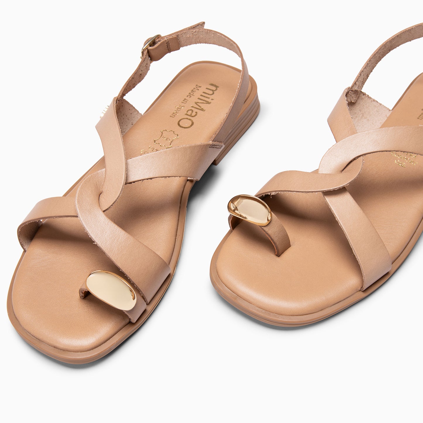 HELIA - Sandalias planas de piel TAUPE