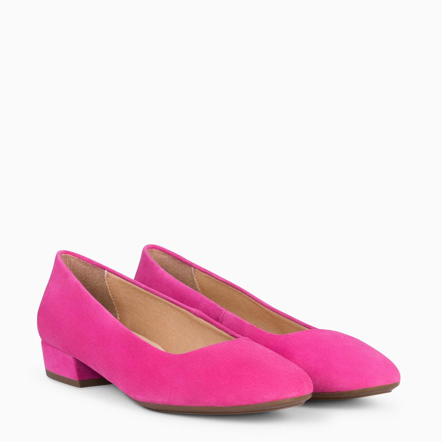 URBAN XS – Zapatos de tacón bajo de seraje FUCSIA