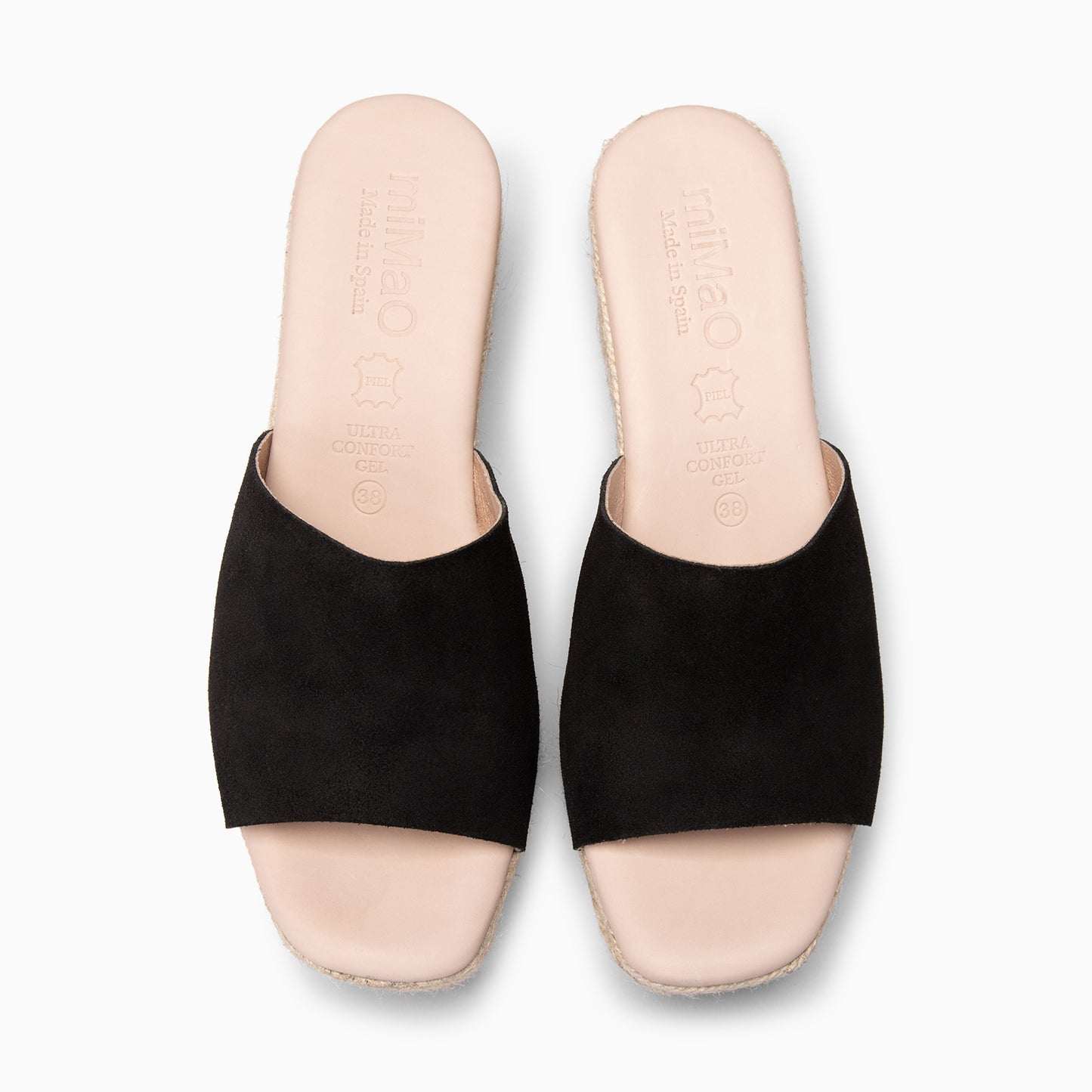 MAIRA - Cuñas con plataforma de esparto NEGRO