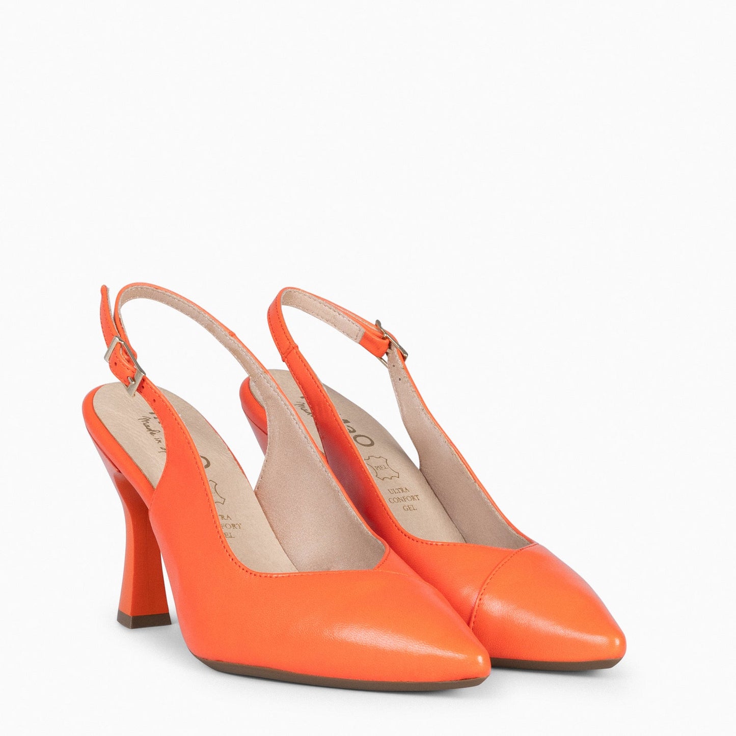 GLAM DESTALONADO – Zapatos de tacón destalonados de napa NARANJA