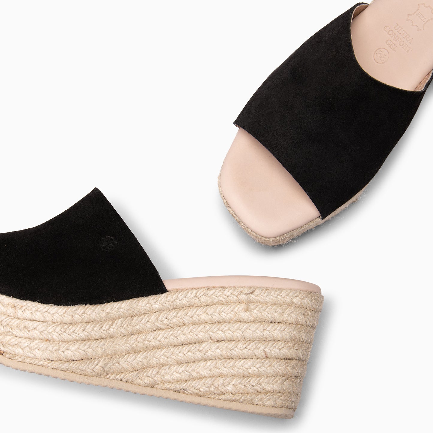MAIRA - Cuñas con plataforma de esparto NEGRO