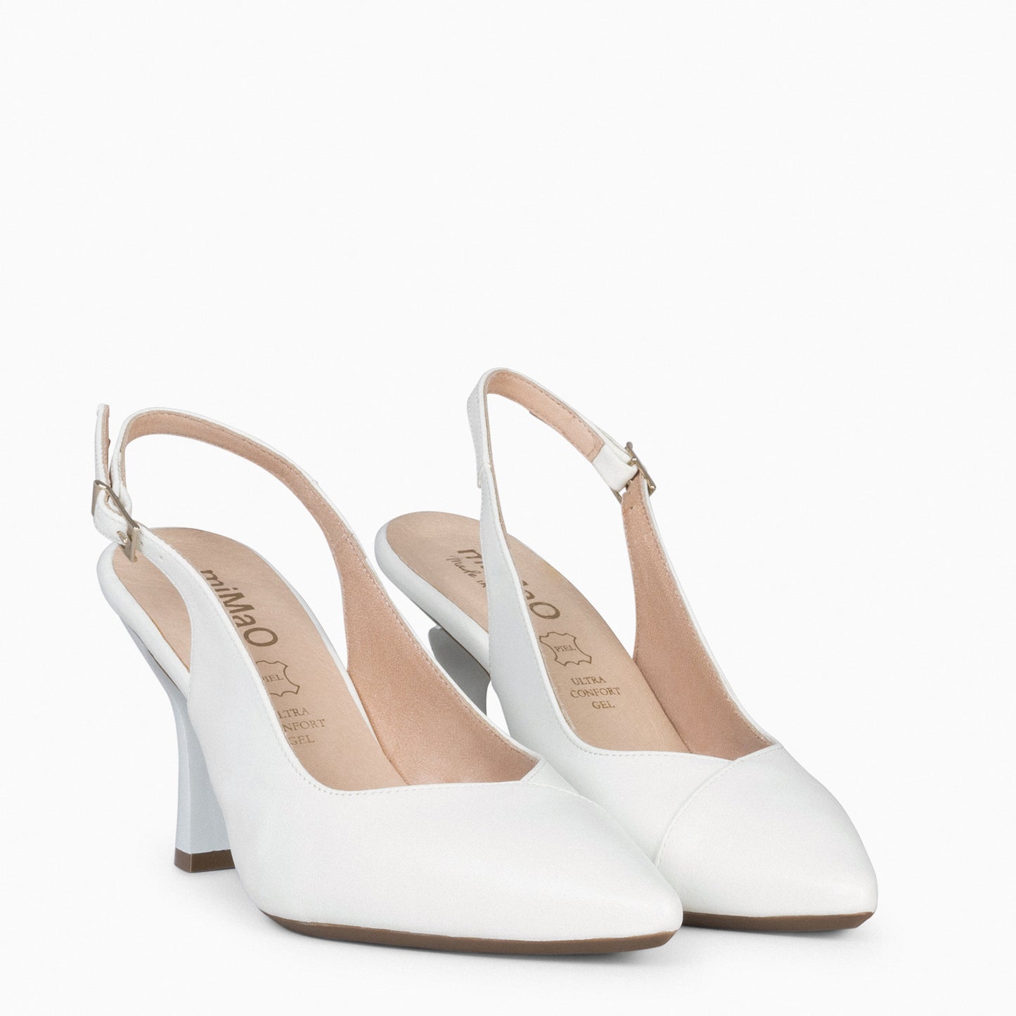 GLAM SNAP – Salto tipo slingback em napa BRANCO