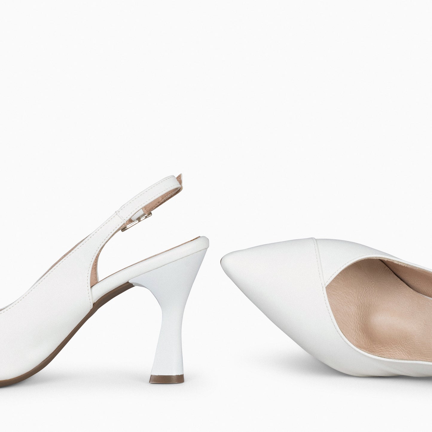 GLAM SNAP – Salto tipo slingback em napa BRANCO