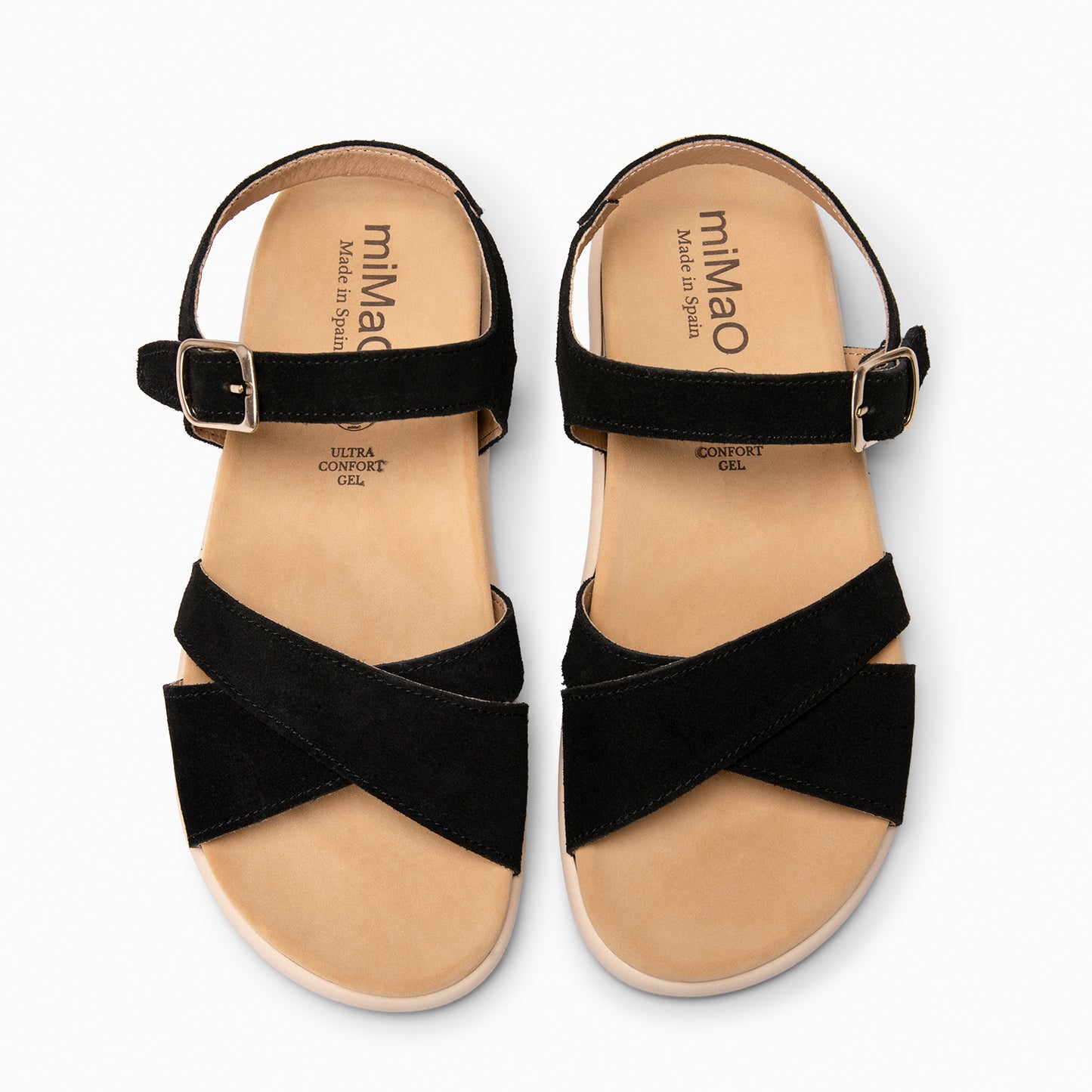 BRISA - Sandalias Baresoft de ante NEGRO