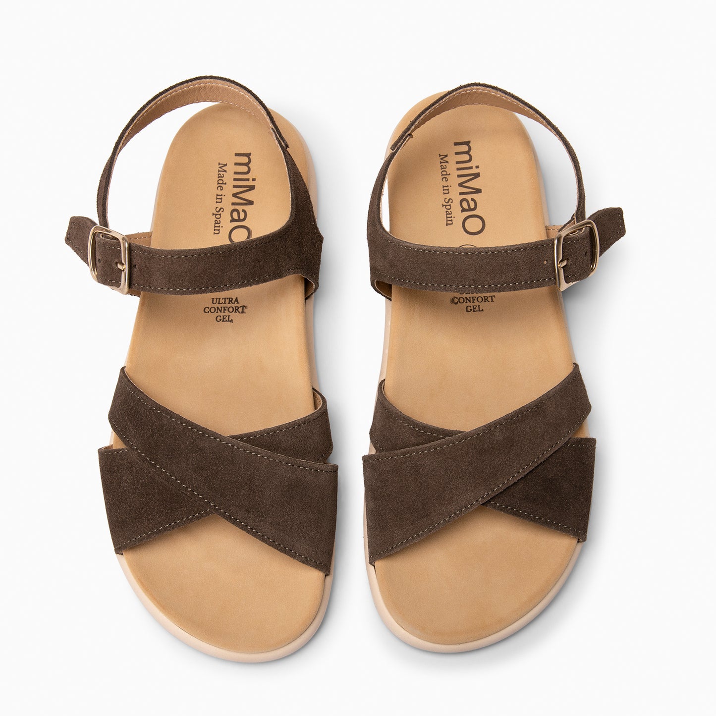 BRISA - Sandalias Baresoft de ante MARRÓN