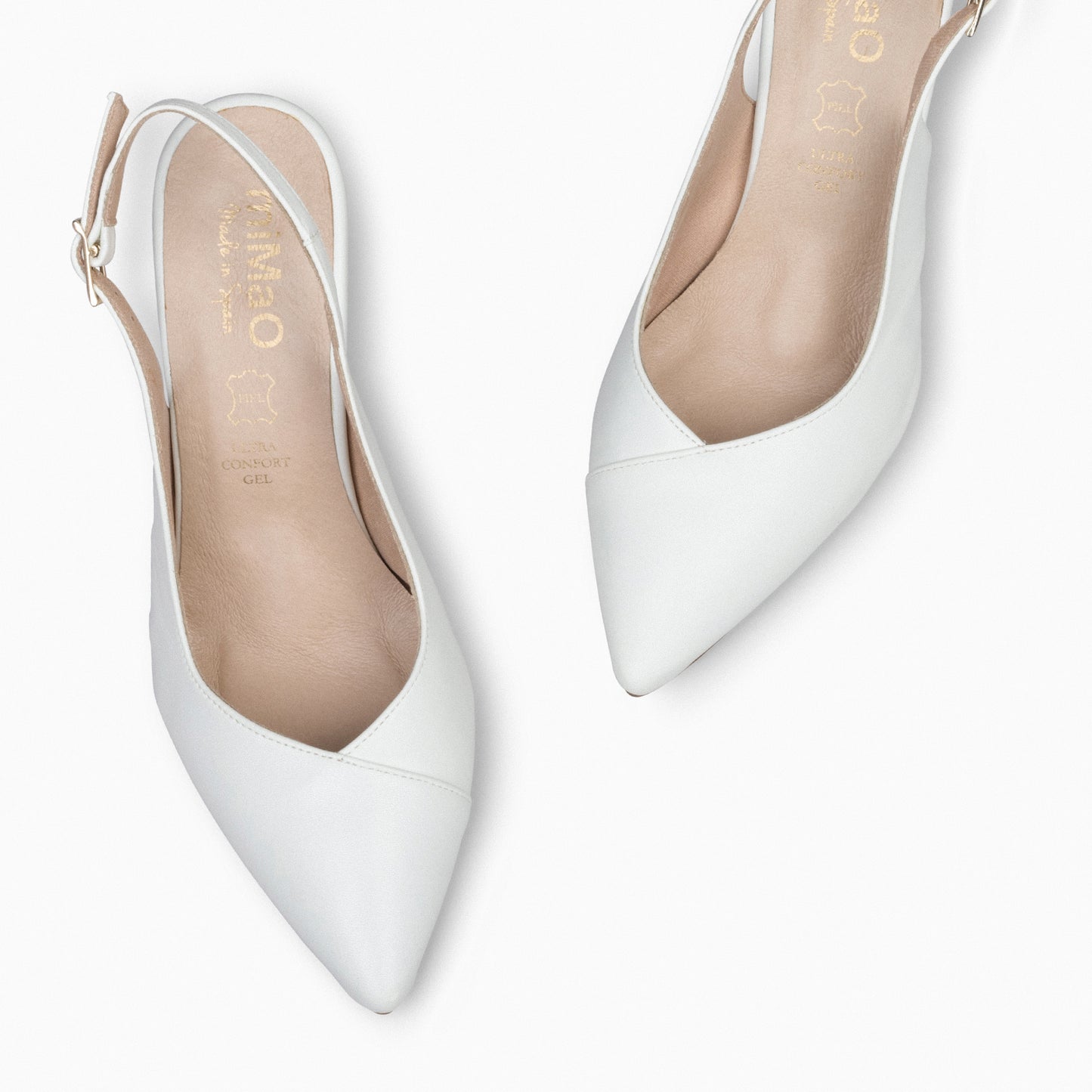 GLAM SNAP – Salto tipo slingback em napa BRANCO