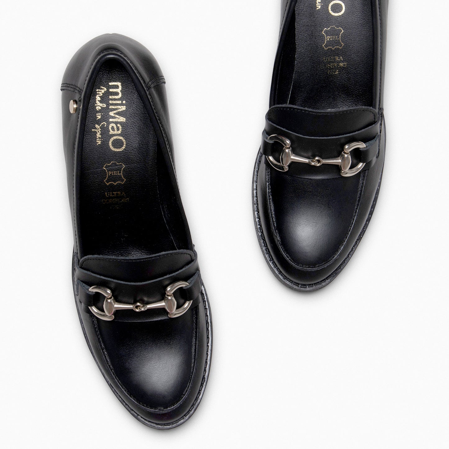 FABIOLA – Mocasines con tacón de napa  NEGRO