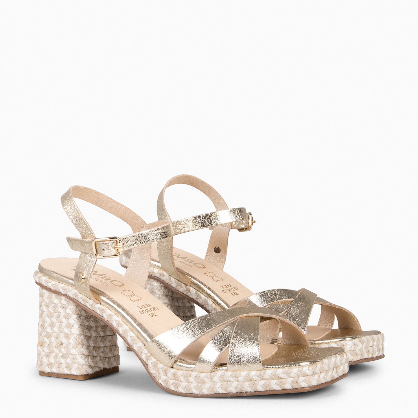 ANNA – Sandalias de tacón ancho PLATINO