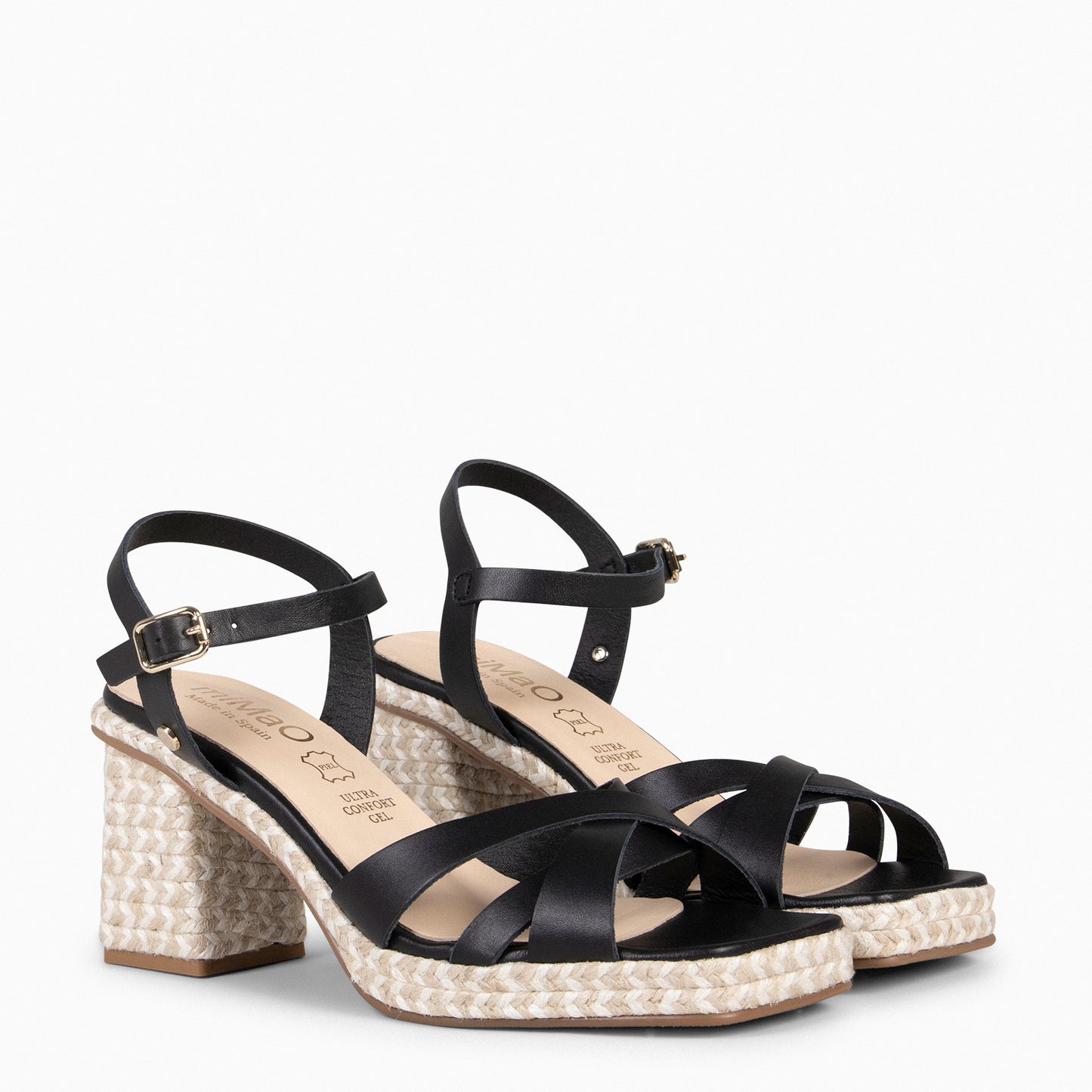 ANNA – Sandalias de tacón ancho NEGRO