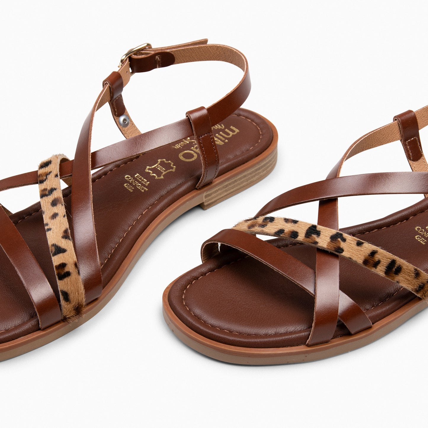 ELVA - Sandalias planas elegantes LEOPARDO