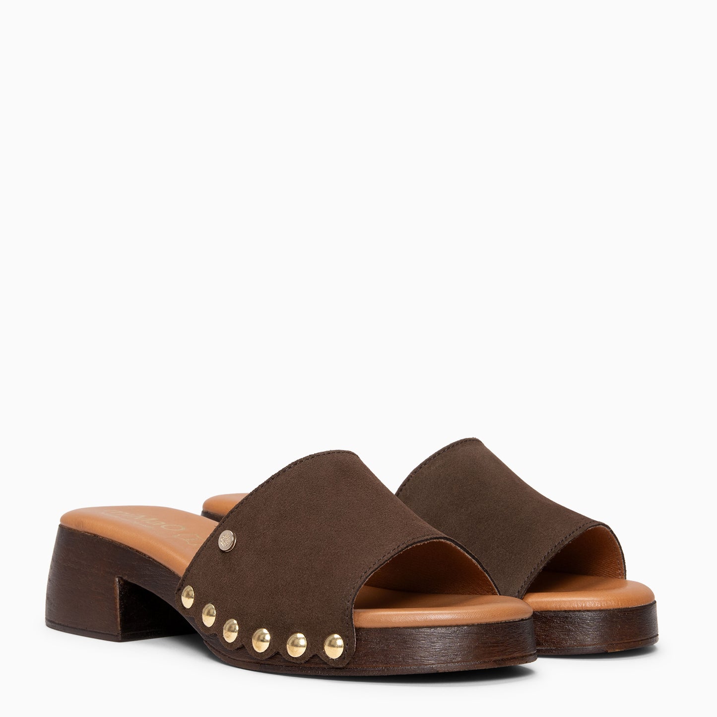 LEYA - Zuecos con tacón bajo MARRON