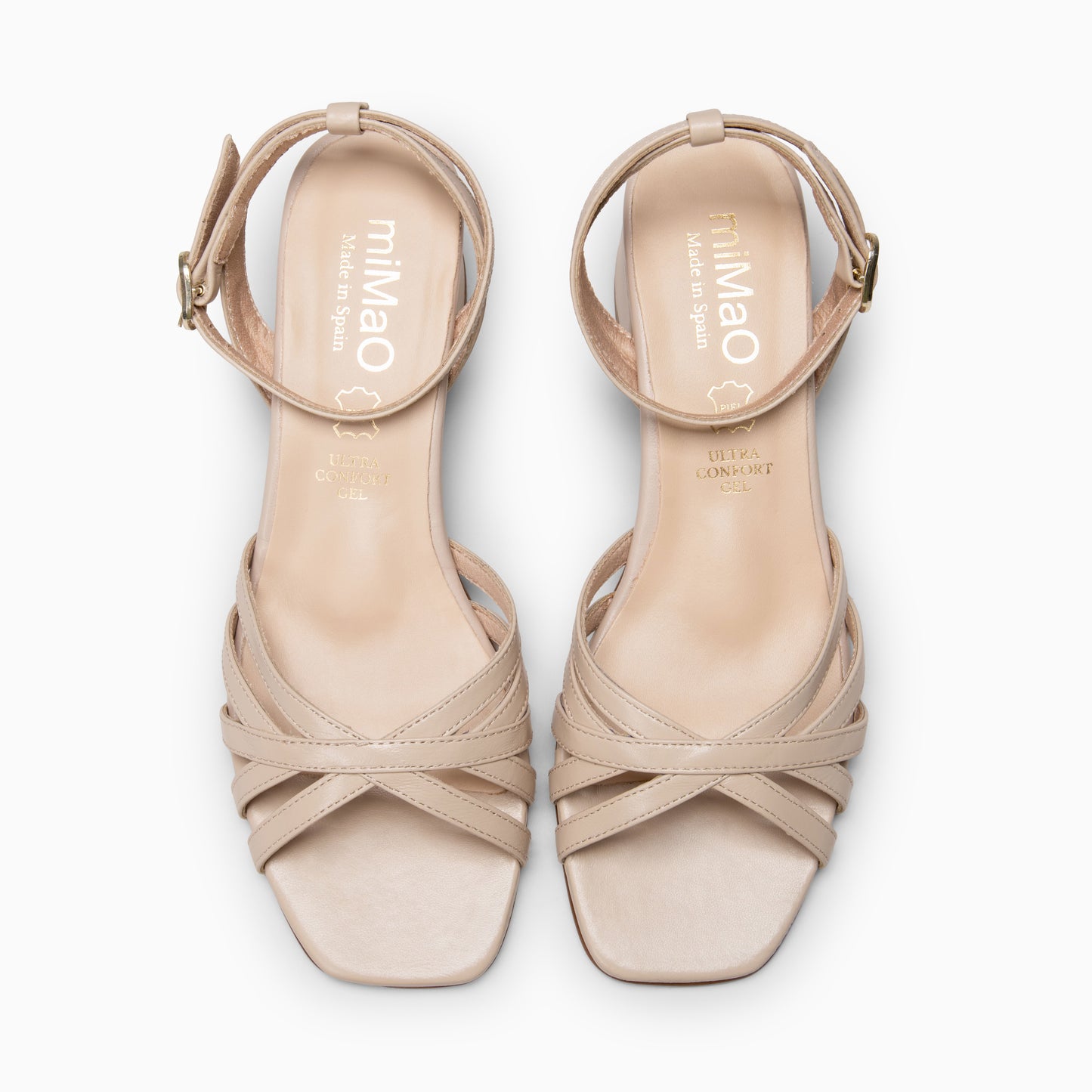 SIRA - Sandalia de tiras de tacón bajo  BEIGE