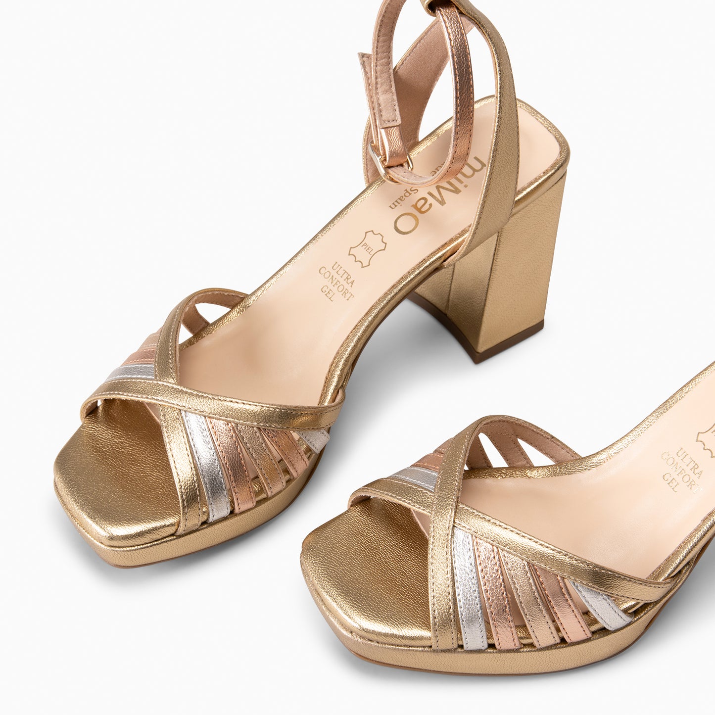 CRISTEL - SANDALIAS ELEGANTES DE TACÓN DE VESTIR MULTIMETAL