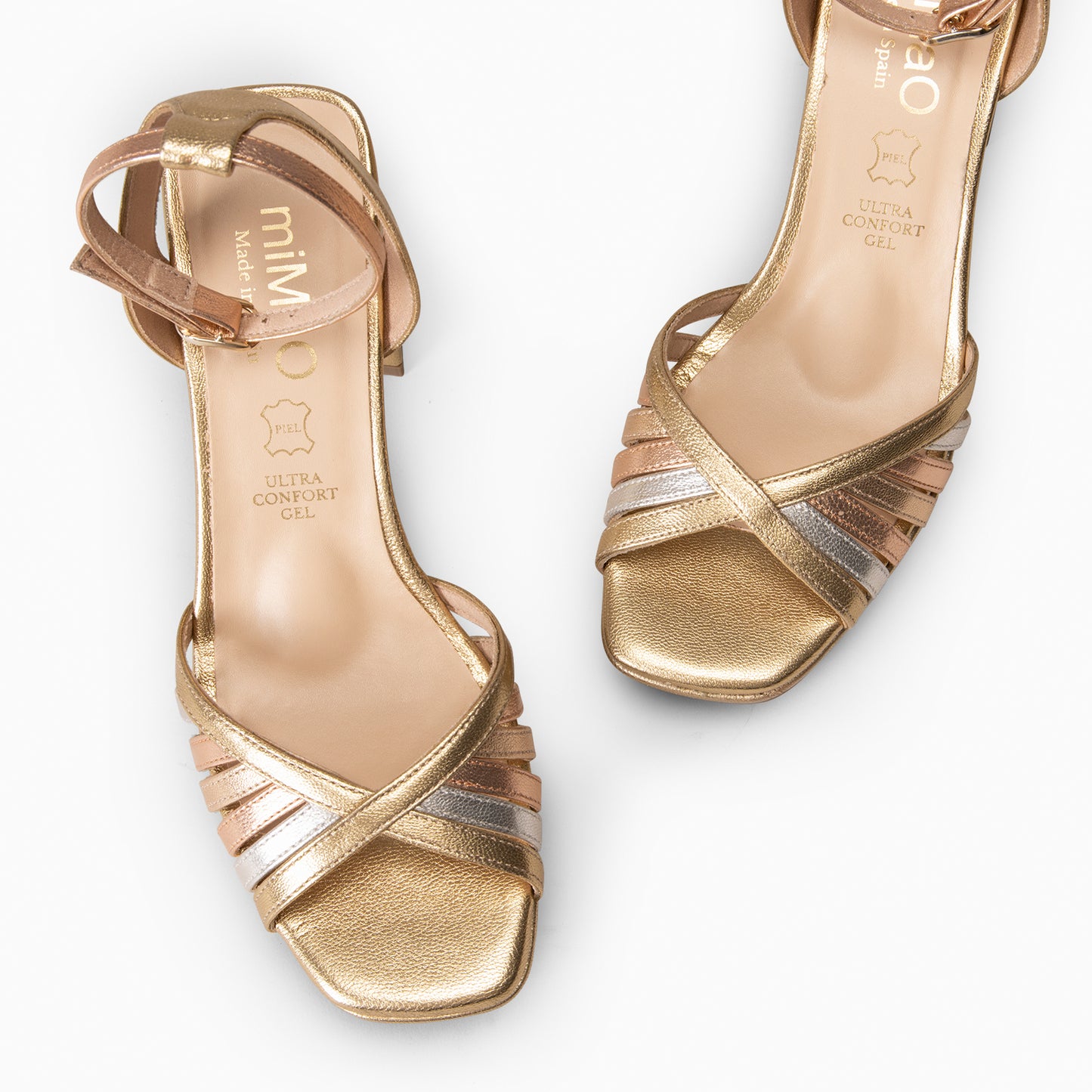 CRISTEL - SANDALIAS ELEGANTES DE TACÓN DE VESTIR MULTIMETAL