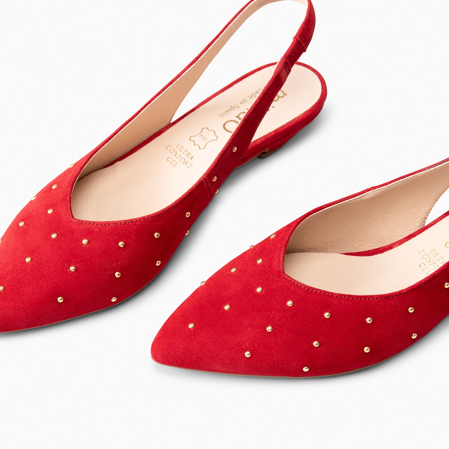 ORION – ZAPATOS BAJOS DESTALONADOS CON TACHAS ROJO